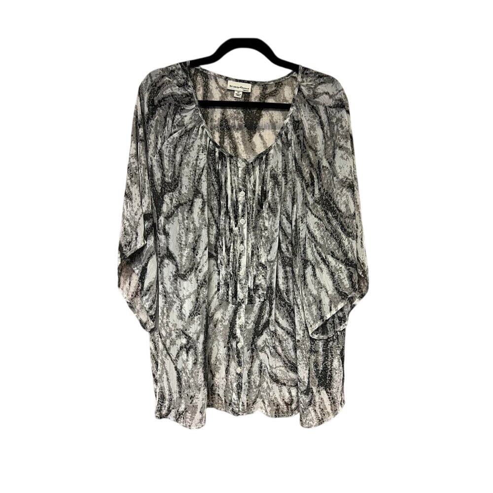 Studio Works Women's Plus Size Sheer Black & White Blouse Size 3X